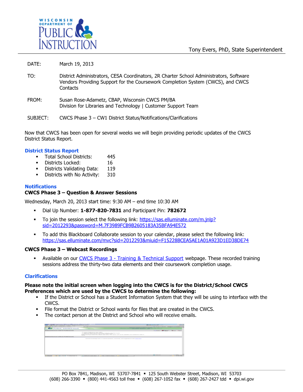 District Status Report