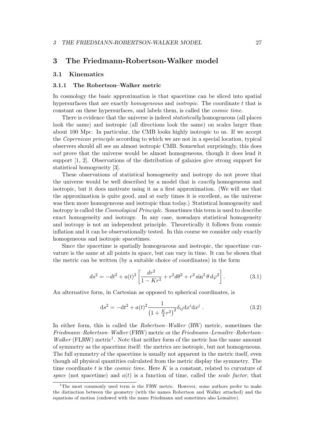 3 the Friedmann-Robertson-Walker Model 27