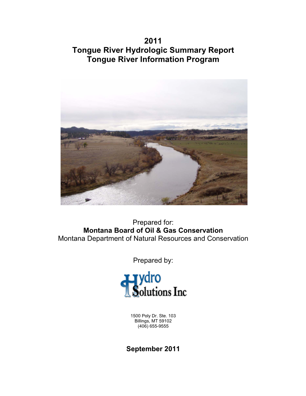 Tongue River Hydrology Report Draft Outline