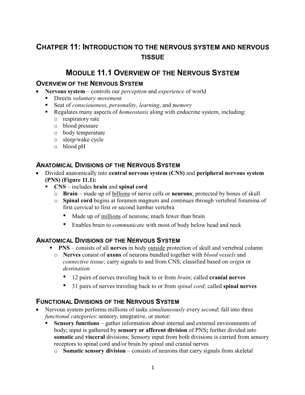 Introduction to the Nervous System and Nervous Tissue