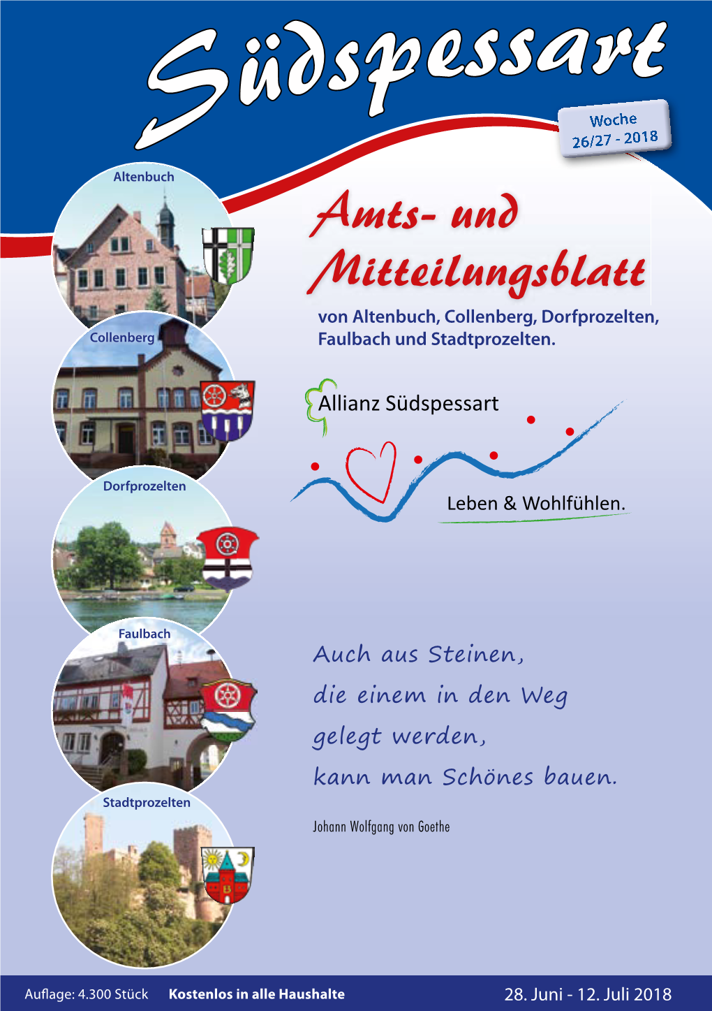 Woche S 26/27 - 2018 Altenbuch Amts- Und Mitteilungsblatt Von Altenbuch, Collenberg, Dorfprozelten, Collenberg Faulbach Und Stadtprozelten