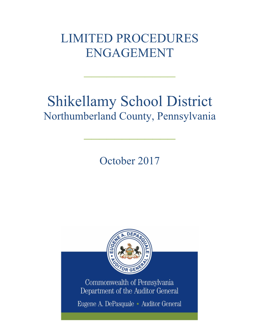 Shikellamy School District Northumberland County, Pennsylvania ______