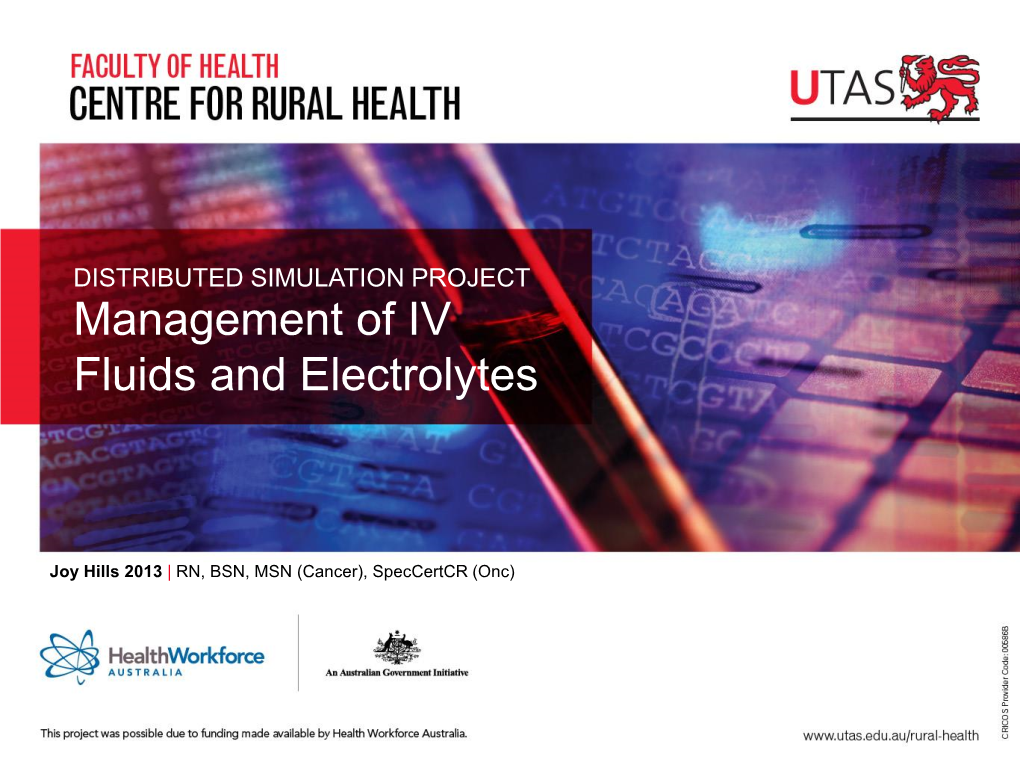 Management of IV Fluids and Electrolyte Balance