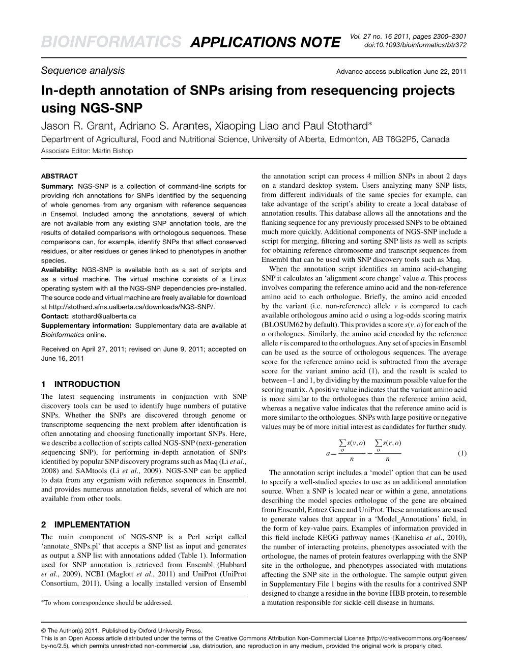 In-Depth Annotation of Snps Arising from Resequencing Projects Using NGS-SNP Jason R