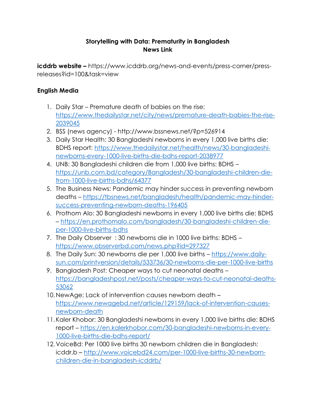 Storytelling with Data: Prematurity in Bangladesh News Link Icddrb Website – Releases?Id=100&Task=View