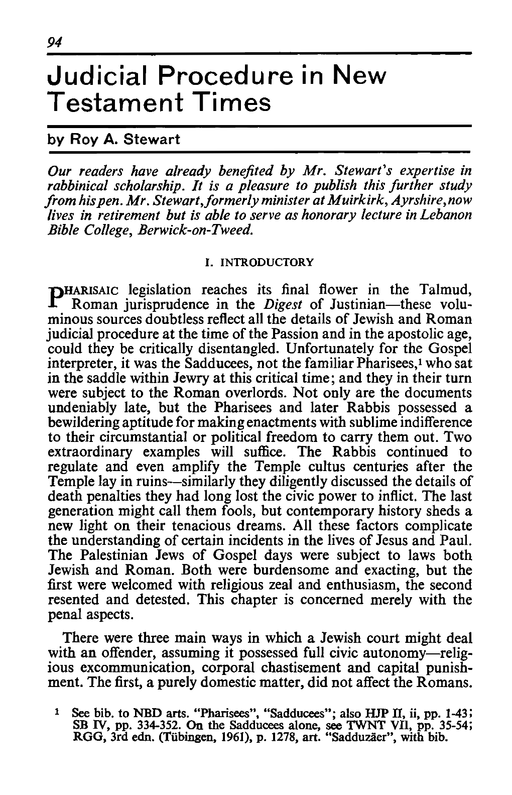 Judicial Procedure in New Testament Times by Roy A