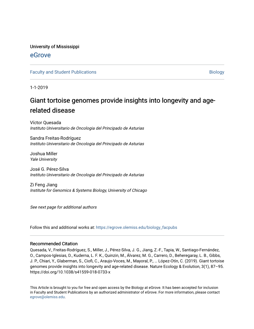 Giant Tortoise Genomes Provide Insights Into Longevity and Age- Related Disease