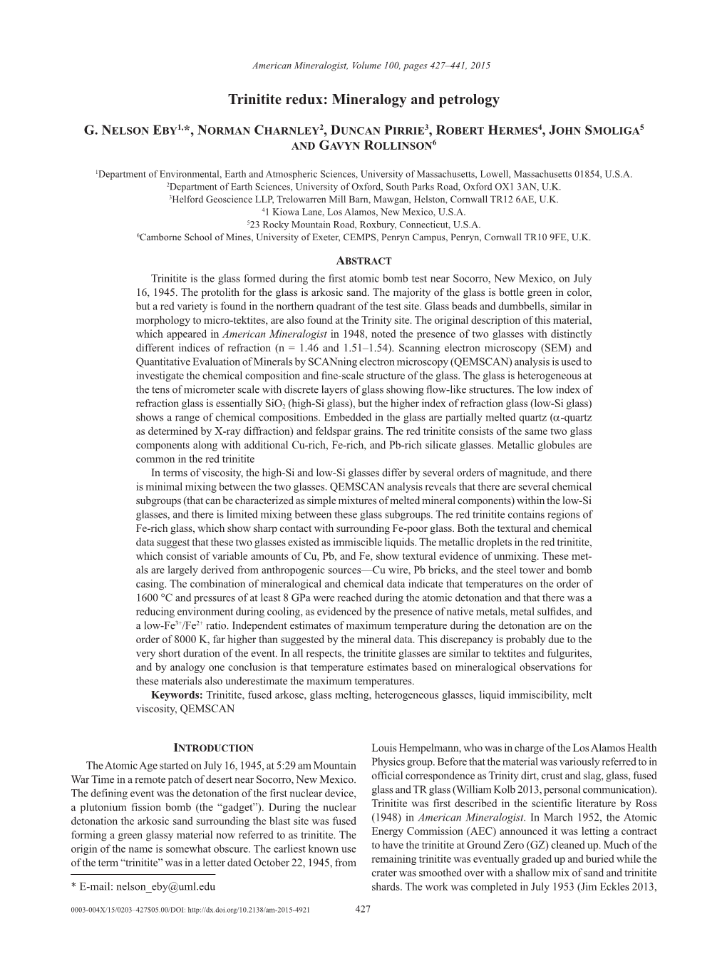 Trinitite Redux: Mineralogy and Petrology