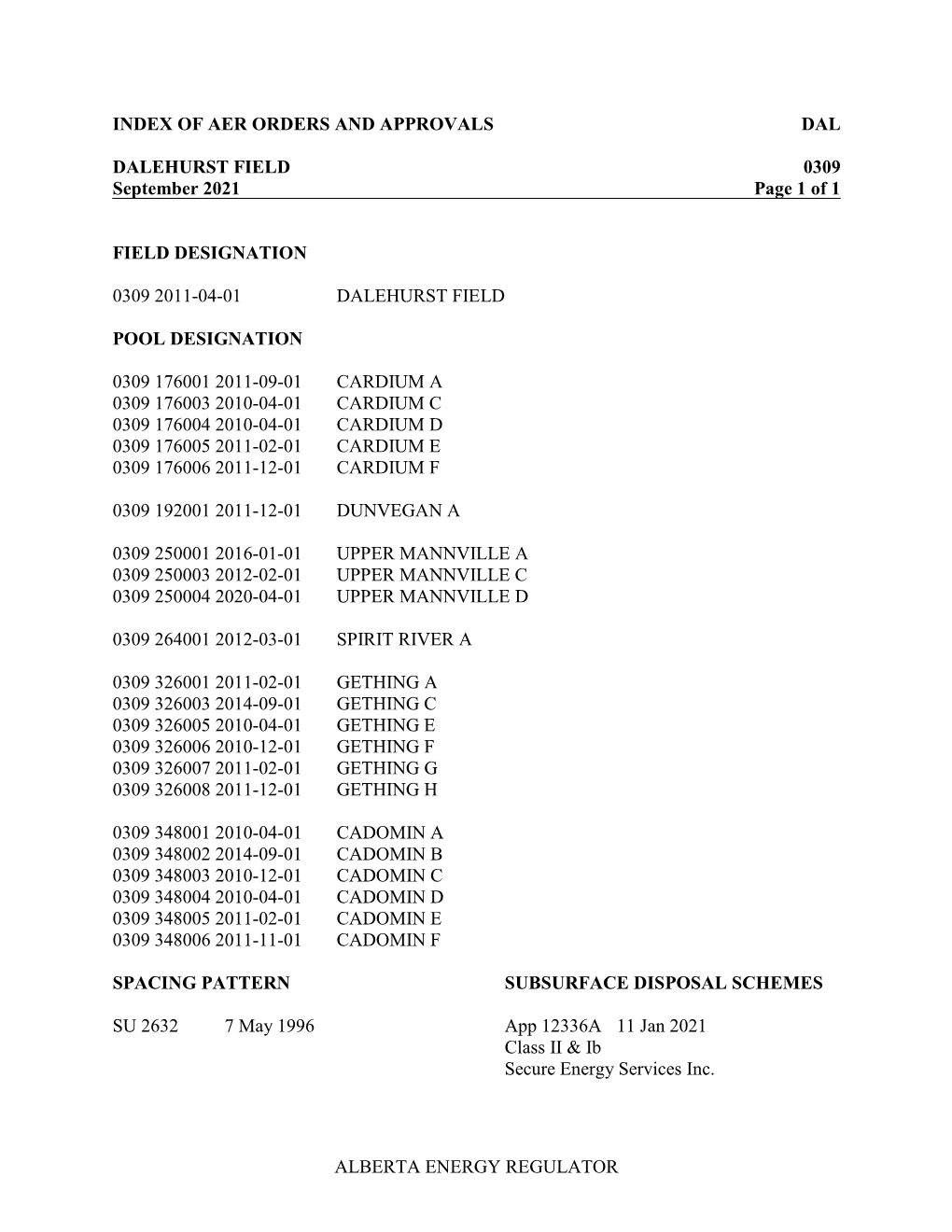 Index of Aer Orders and Approvals Dal