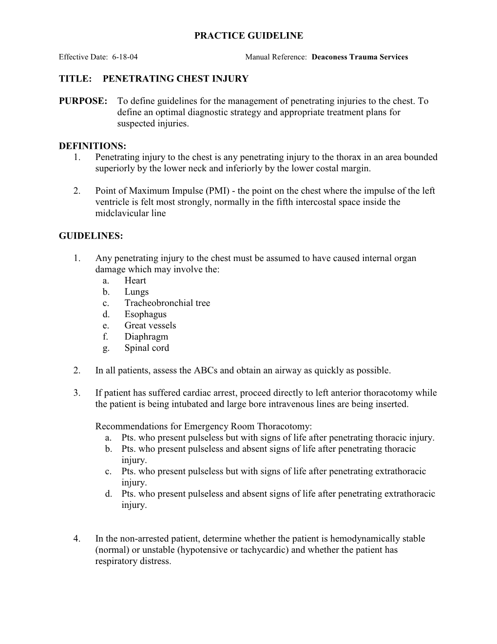 Penetrating Chest Injury