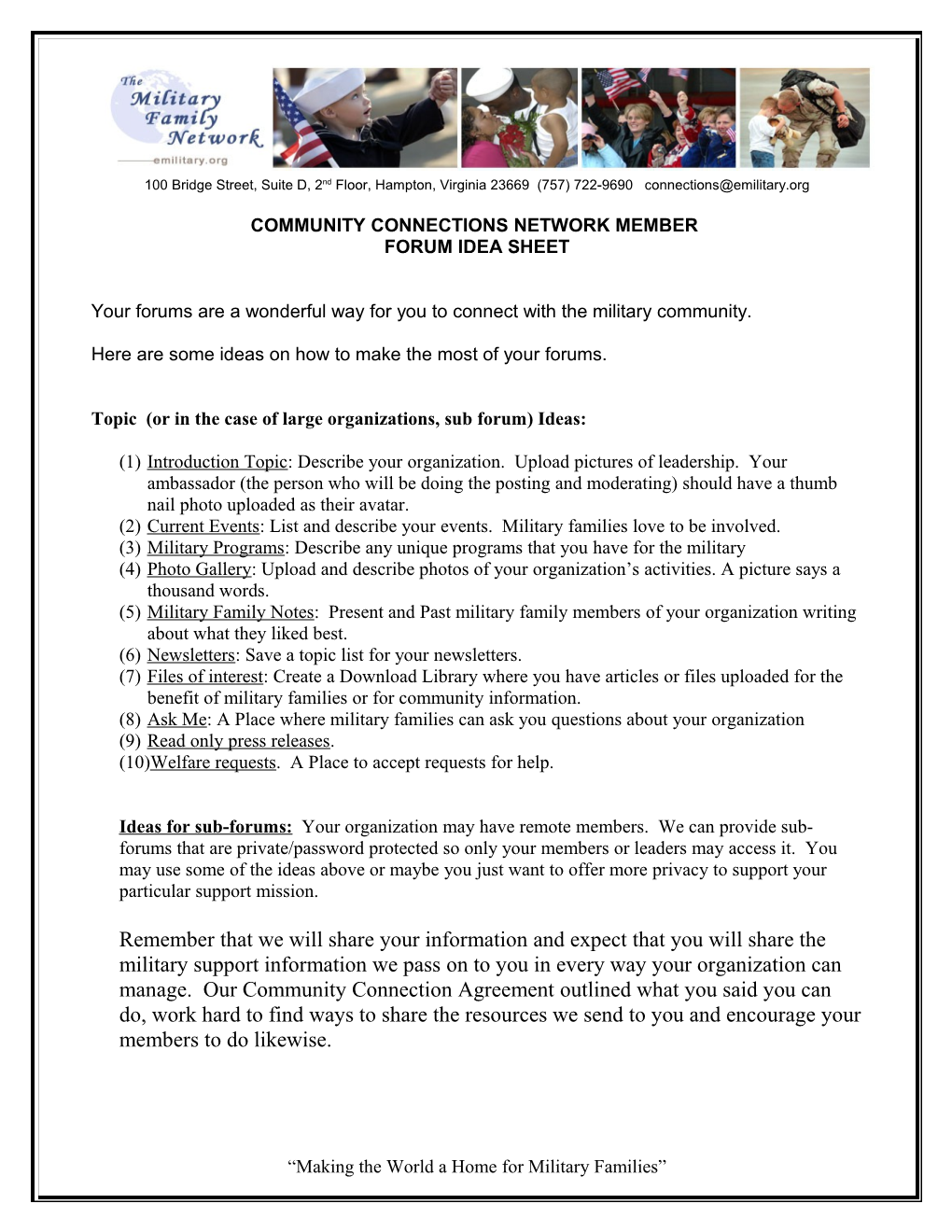 Military Family Network Community Report