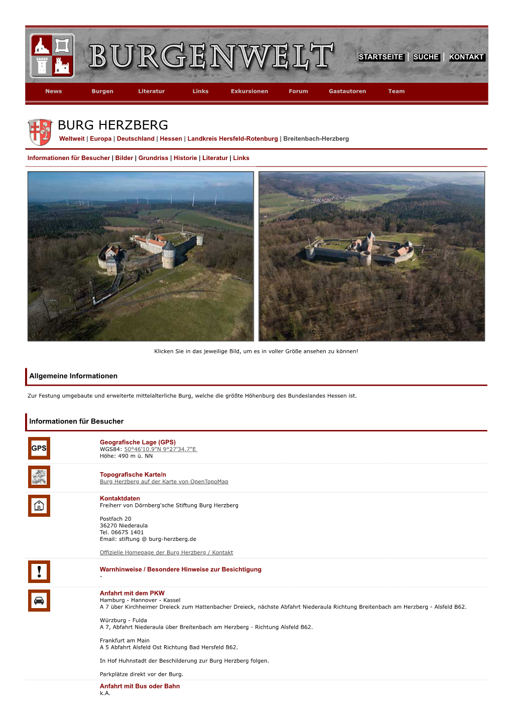 BURG HERZBERG Weltweit | Europa | Deutschland | Hessen | Landkreis Hersfeld-Rotenburg | Breitenbach-Herzberg