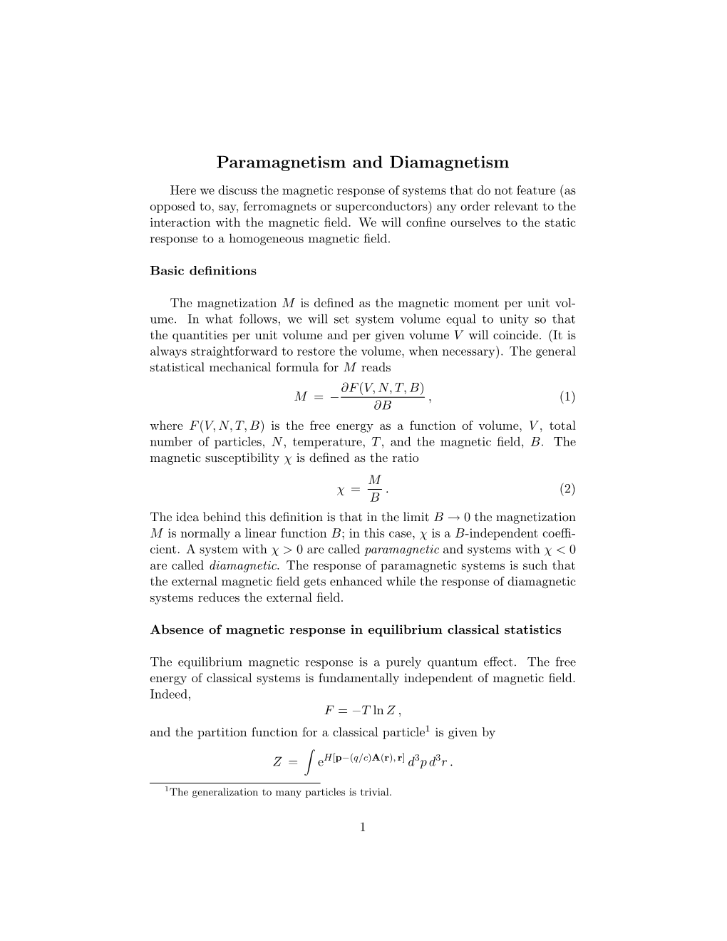 Paramagnetism and Diamagnetism