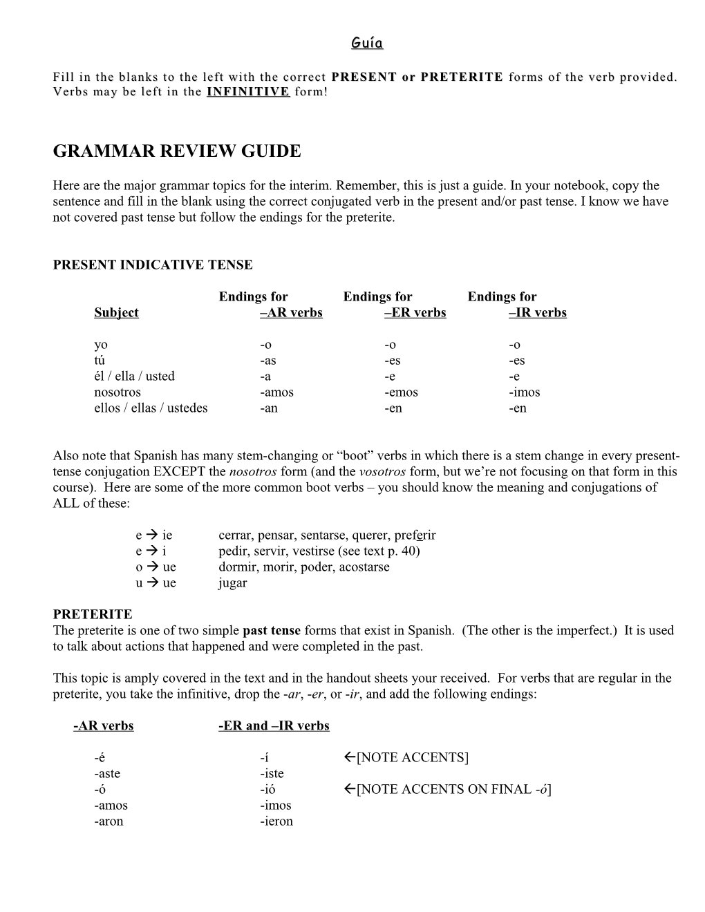 Grammar Review Guide