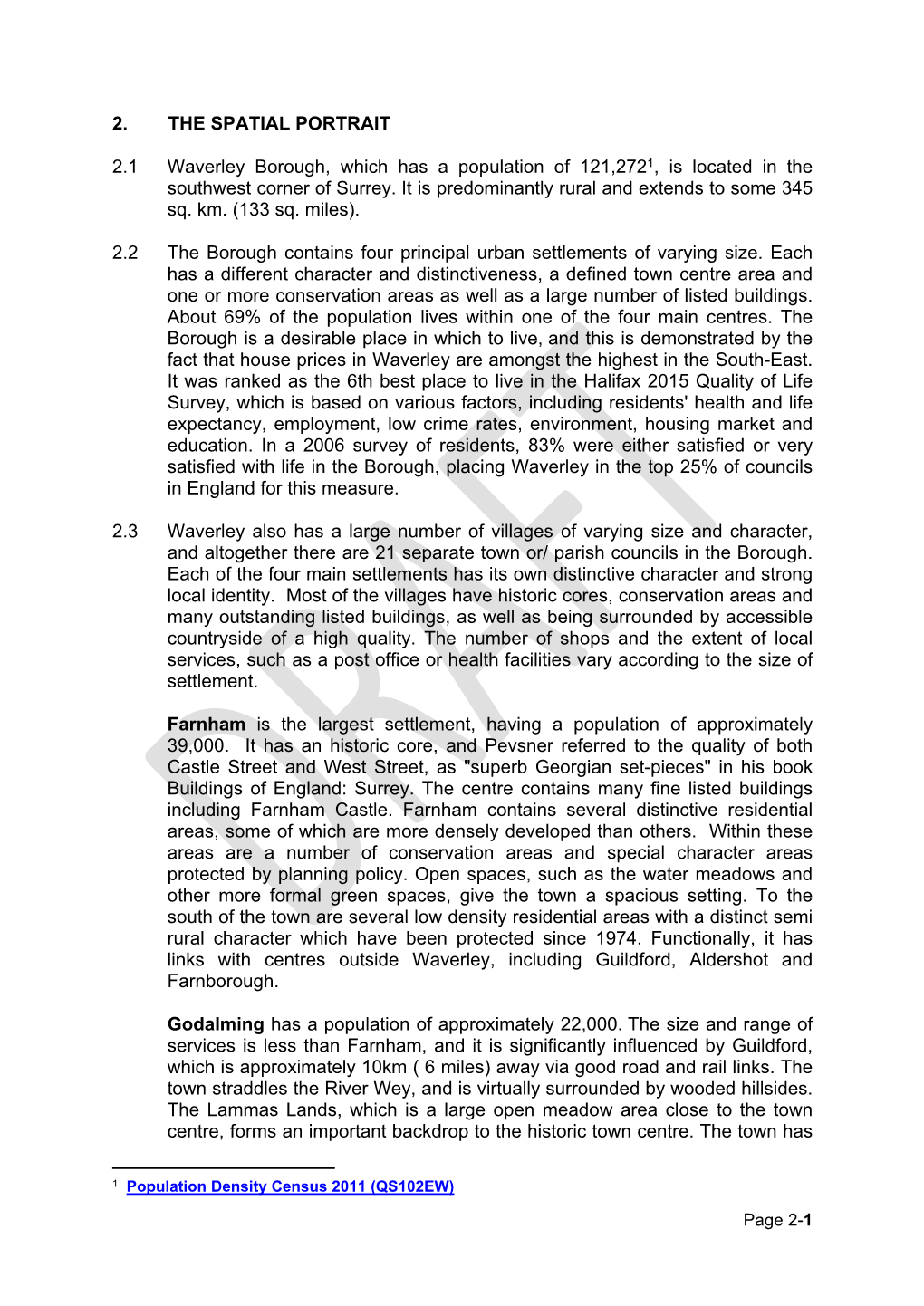 2. the SPATIAL PORTRAIT 2.1 Waverley Borough, Which