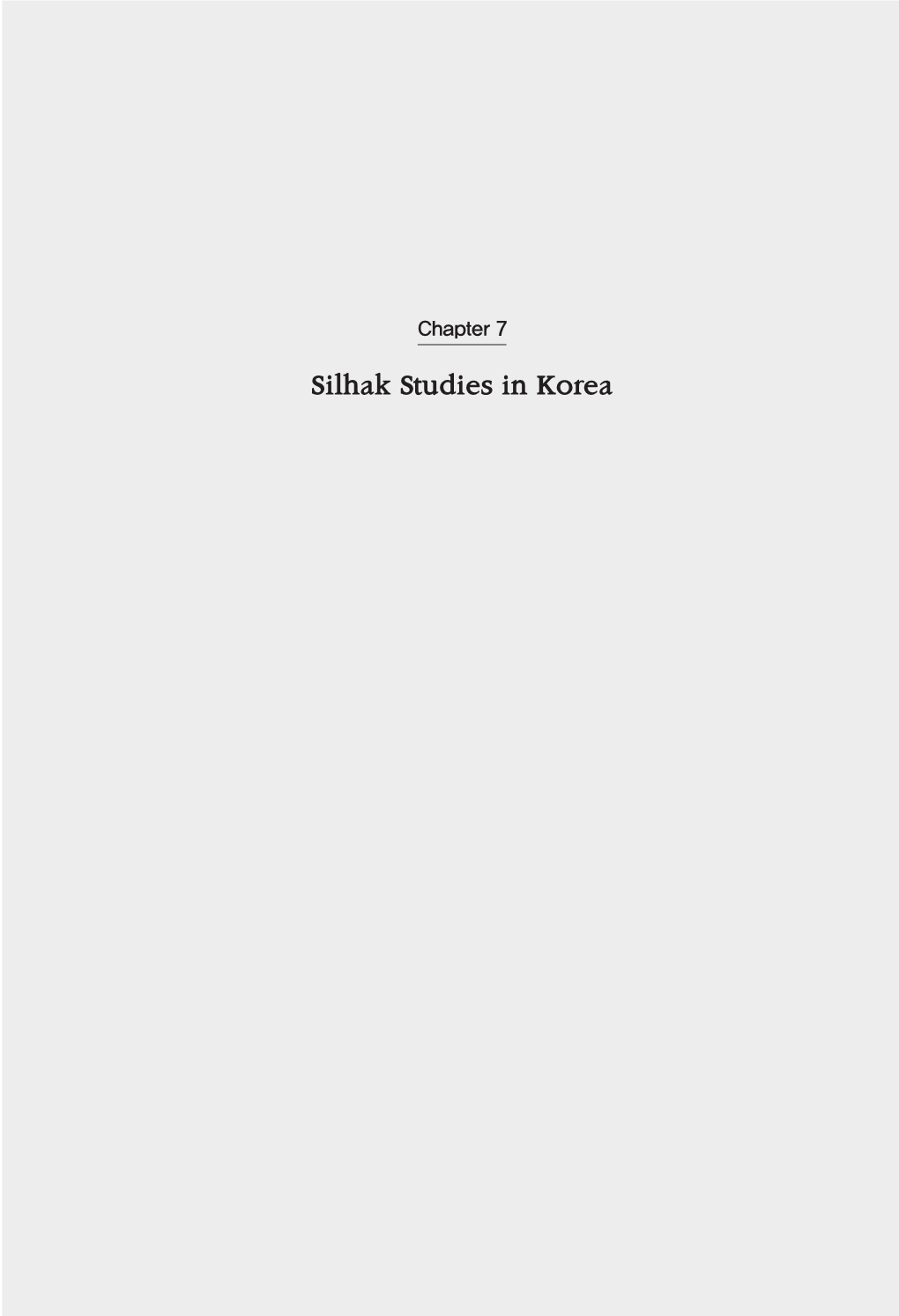 Silhak Studies in Korea 1