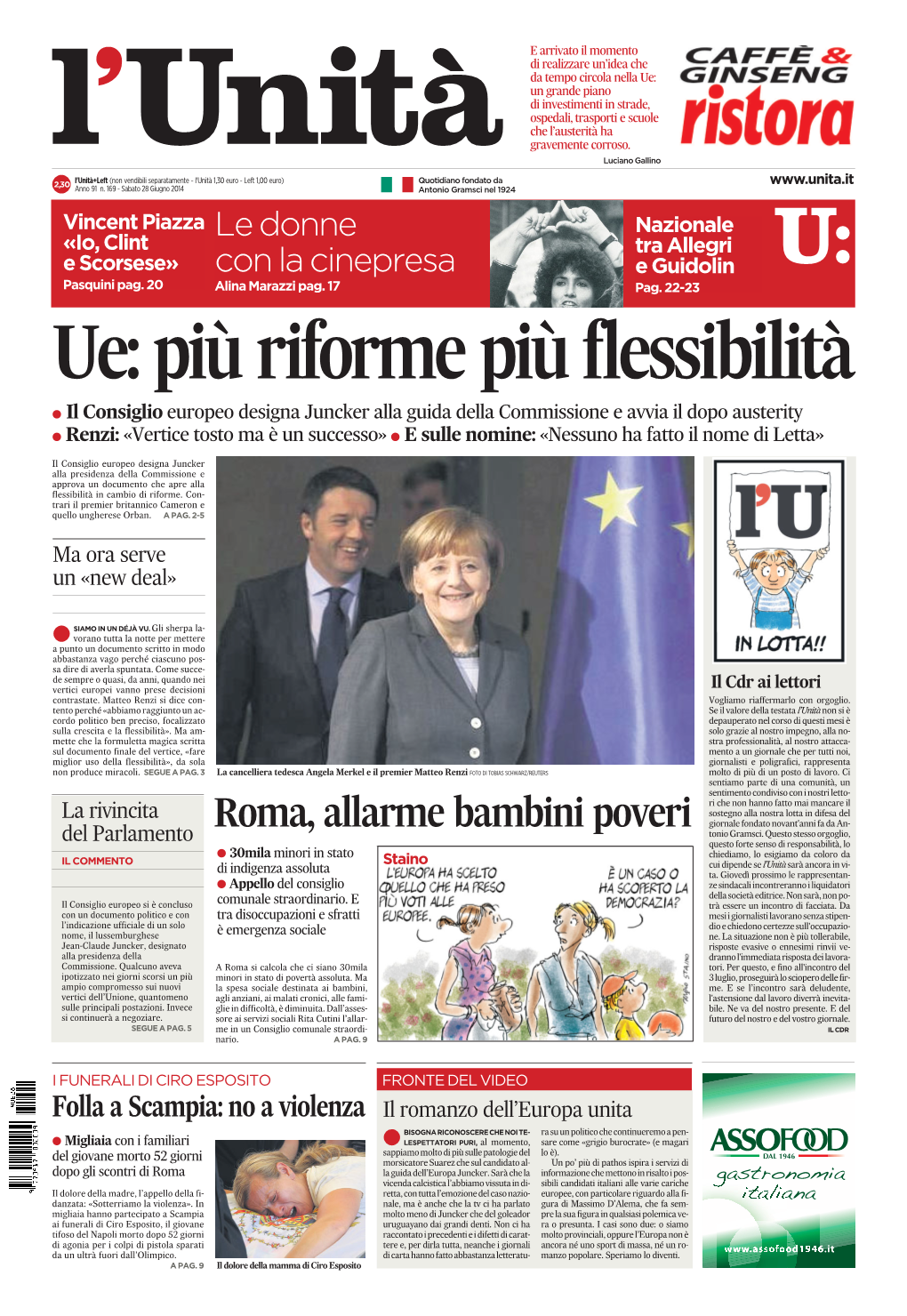 Roma, Allarme Bambini Poveri Giornale Fondato Novant'anni Fa Da An- Tonio Gramsci