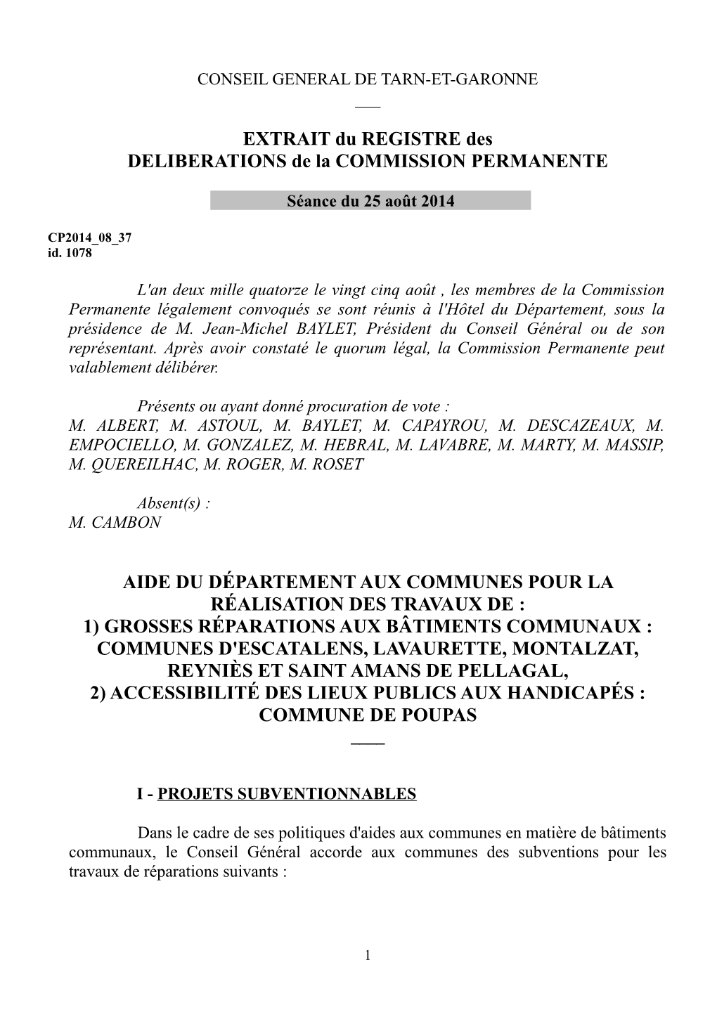 Ai 1) Grosses Réparations Aux Bâtiments Communaux