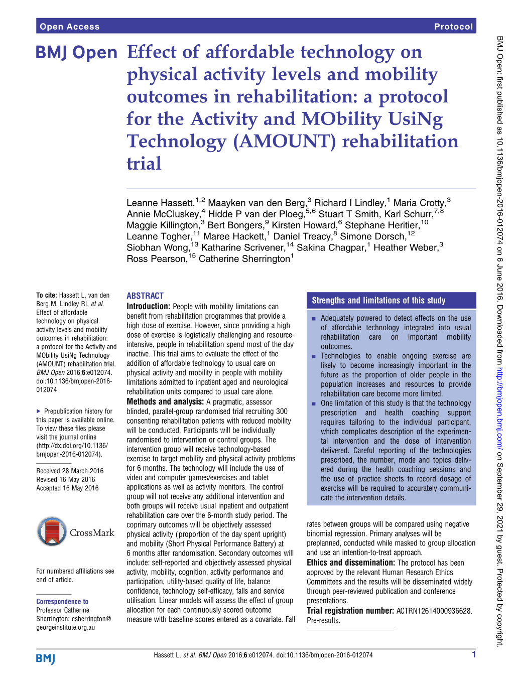 Effect of Affordable Technology on Physical Activity Levels and Mobility