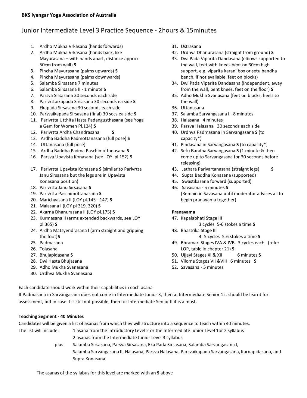 Junior Intermediate Level 3 Practice Sequence - 2Hours & 15Minutes