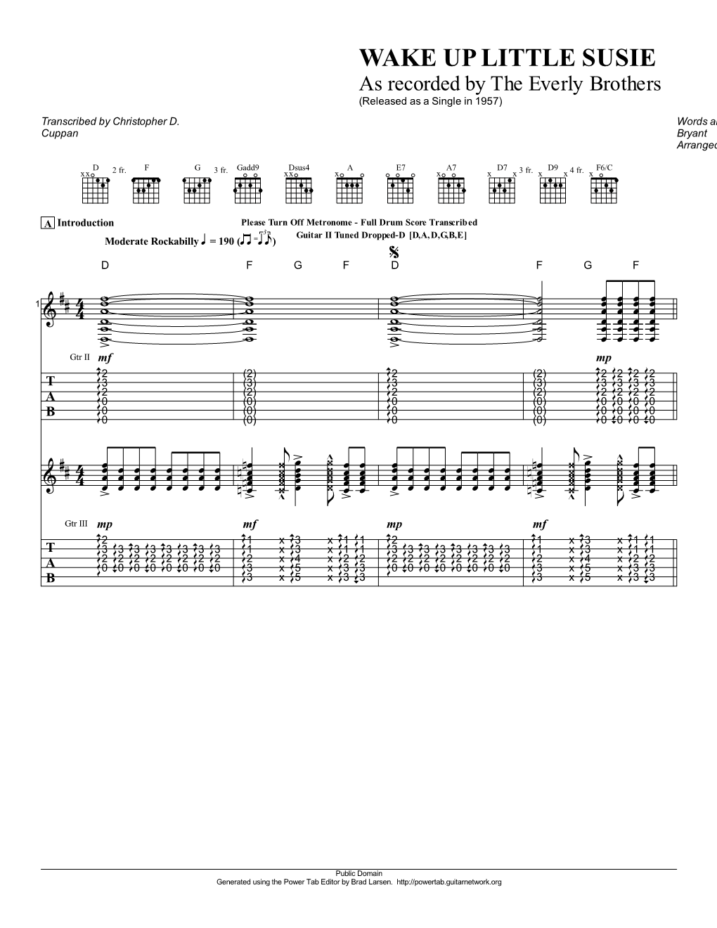 Wake up Little Susie Guitar Tab