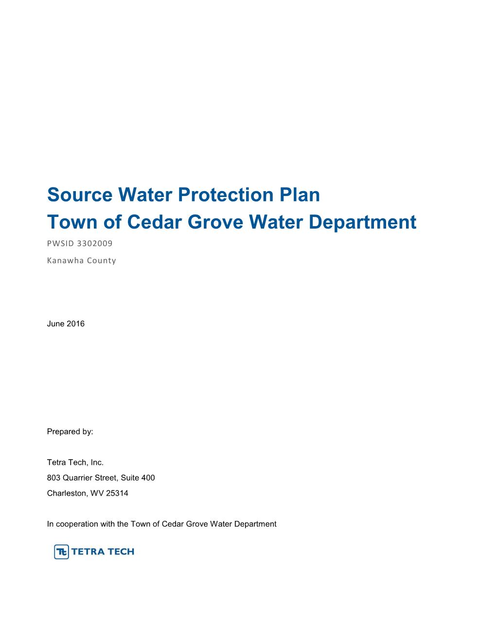 Cedar Grove Source Water Protection Plan