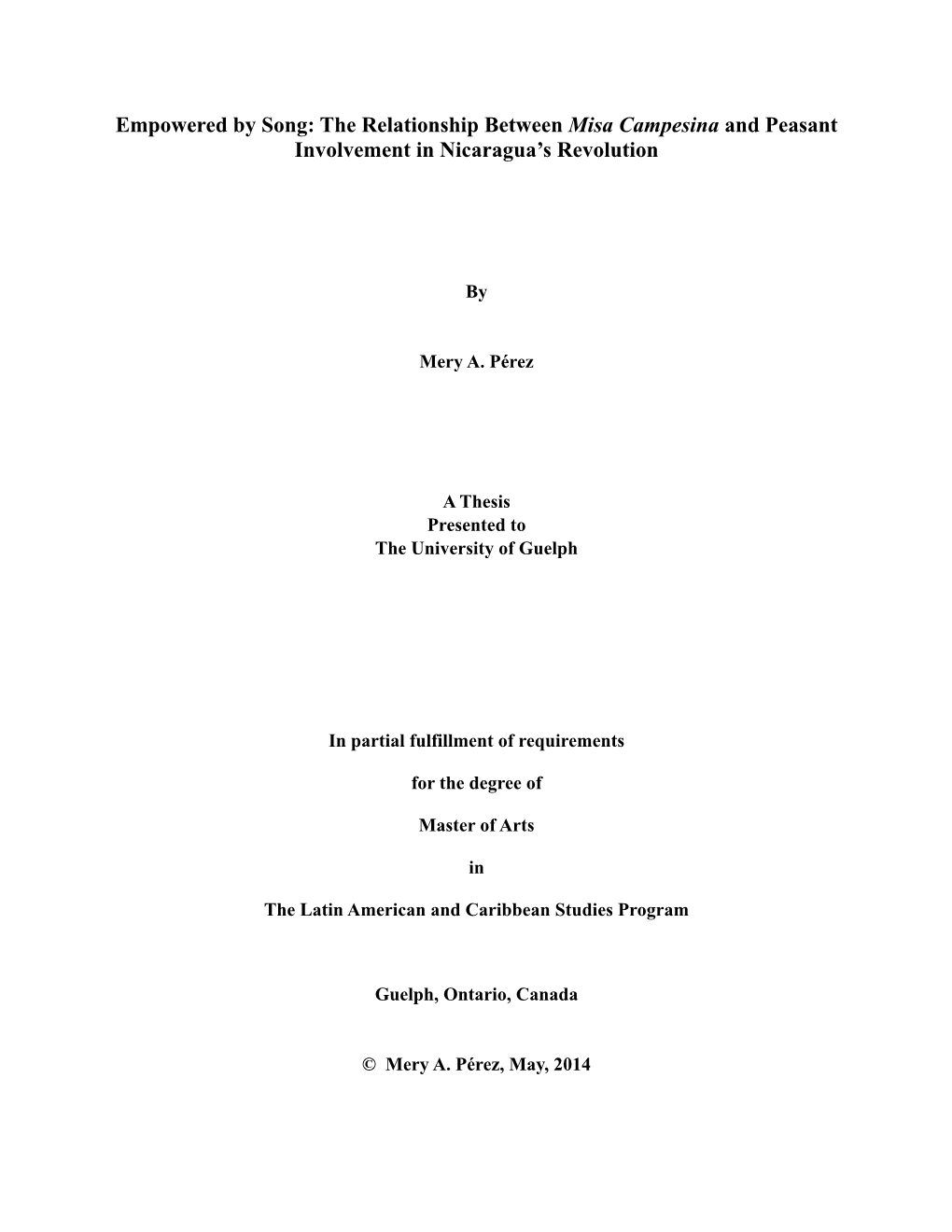 The Relationship Between Misa Campesina and Peasant Involvement in Nicaragua’S Revolution 