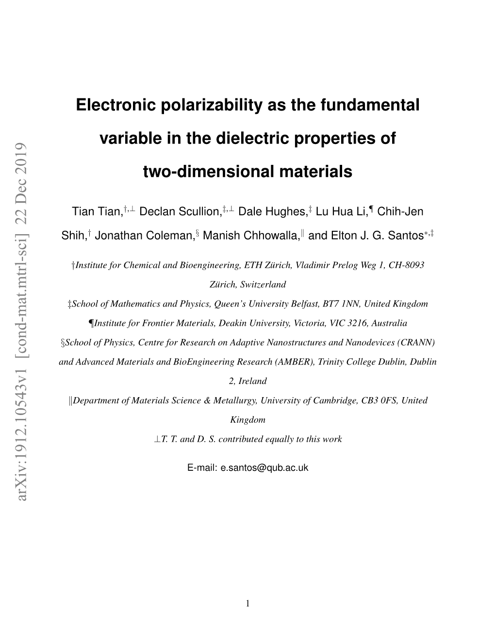 Electronic Polarizability As the Fundamental Variable in the Dielectric Properties of Two-Dimensional Materials