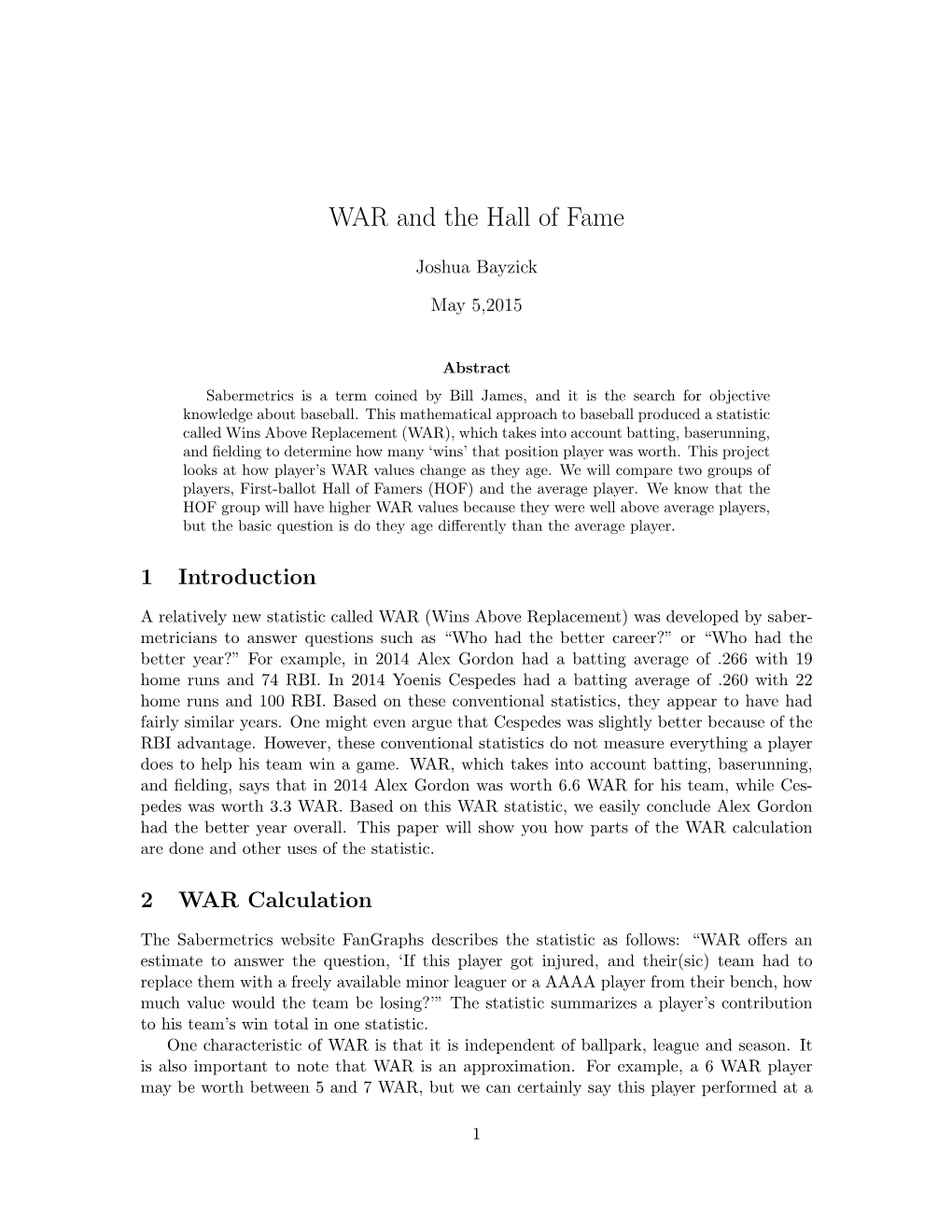 WAR and the Hall of Fame