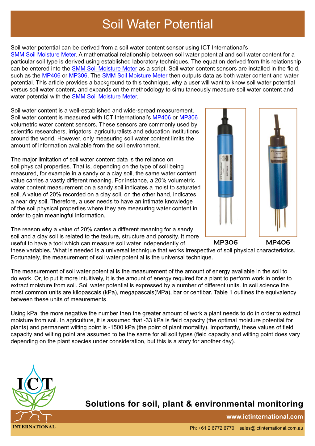 Soil Water Potential