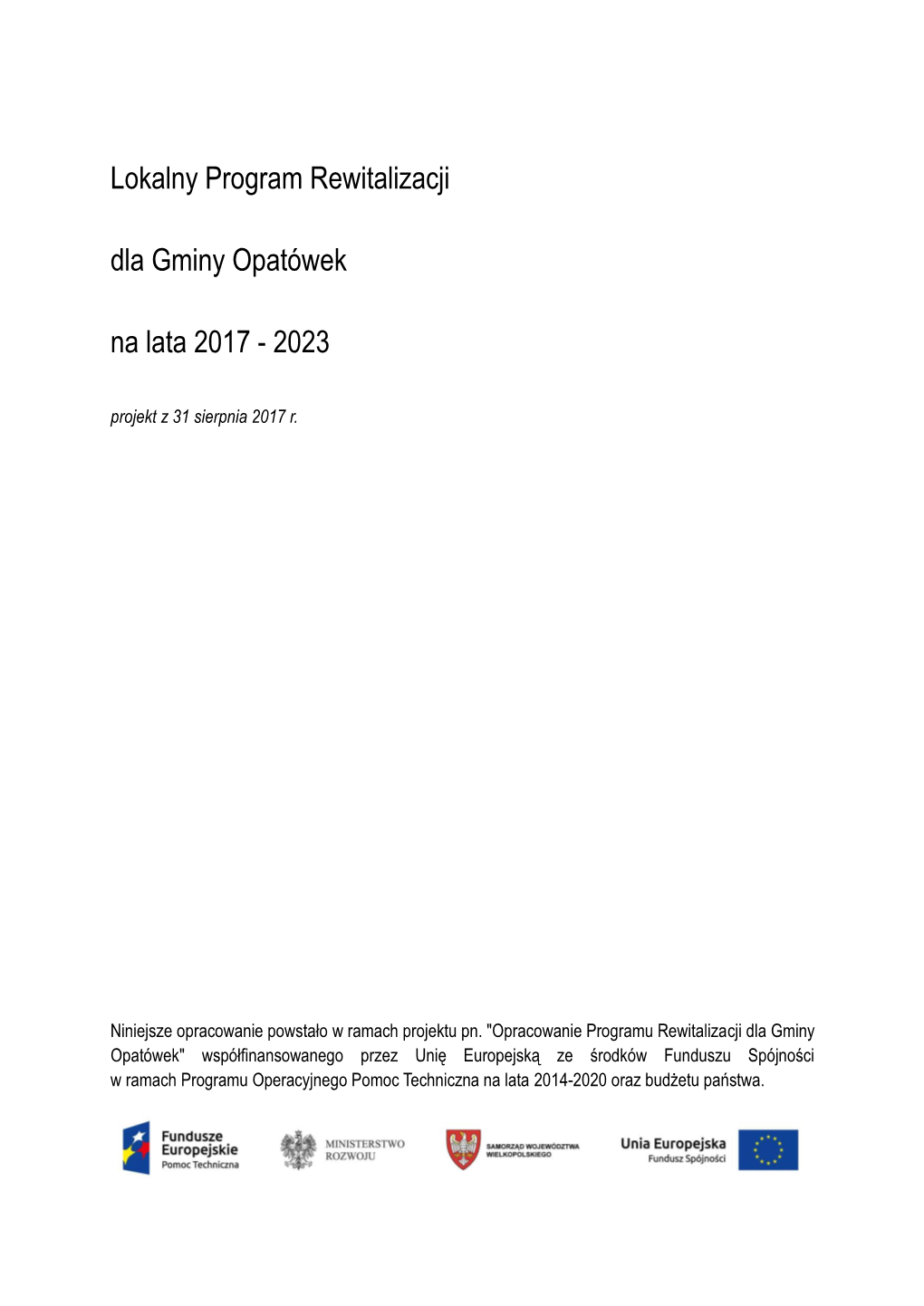 Lokalny Program Rewitalizacji Gminy Opatówek Na Lata 2017-2023