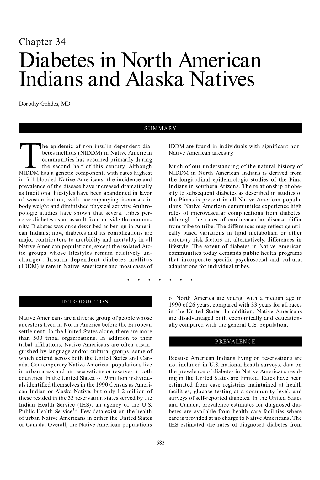 Diabetes in North American Indians and Alaska Natives