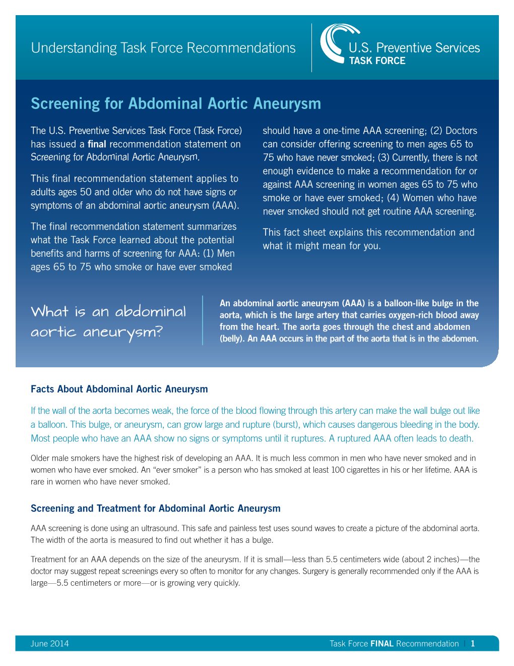 Screening for Abdominal Aortic Aneurysm