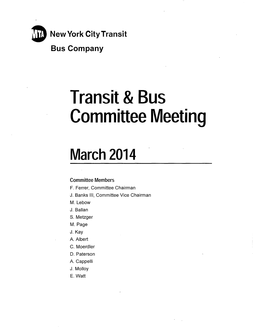 Transit & Bus Committee Meeting