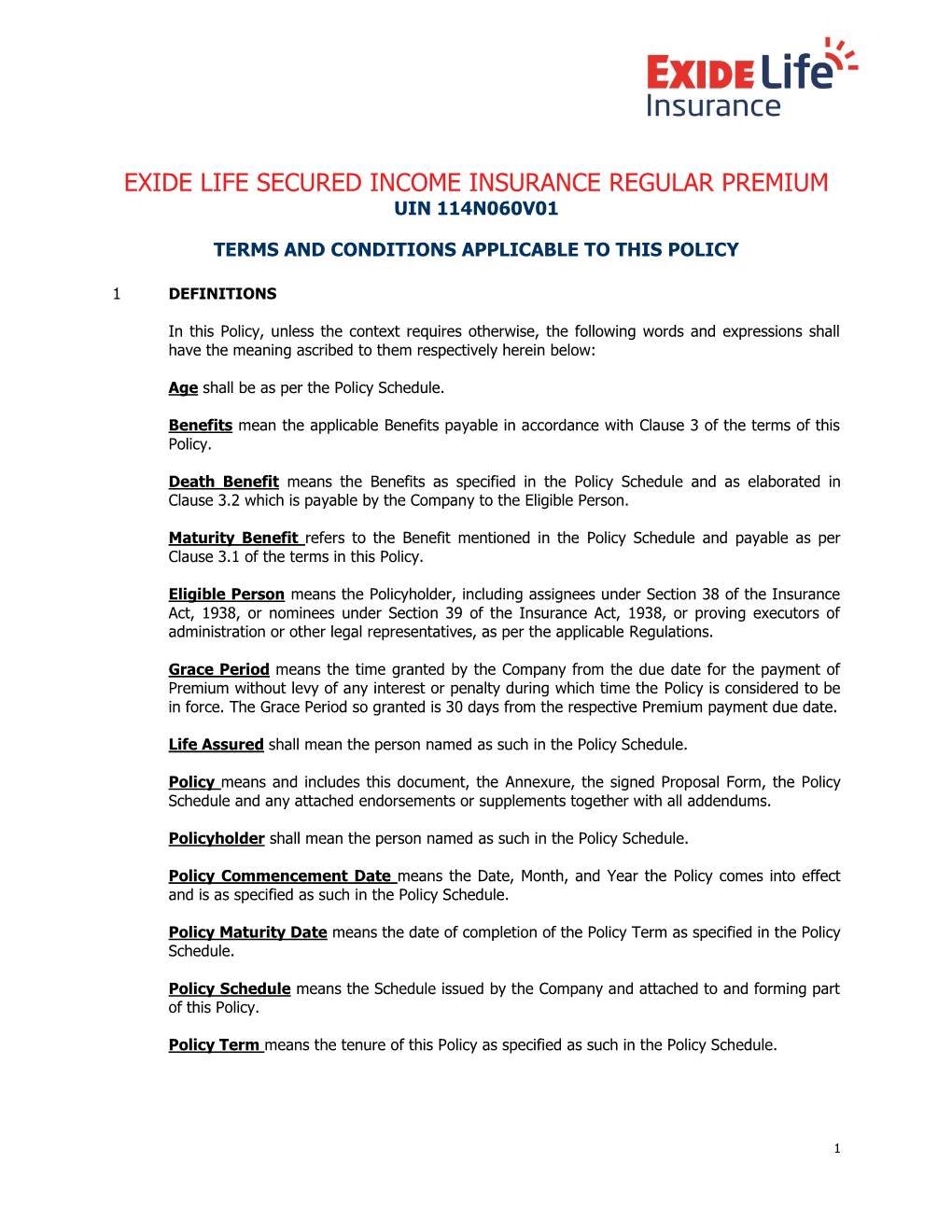 Exide Life Secured Income Insurance RP Economy