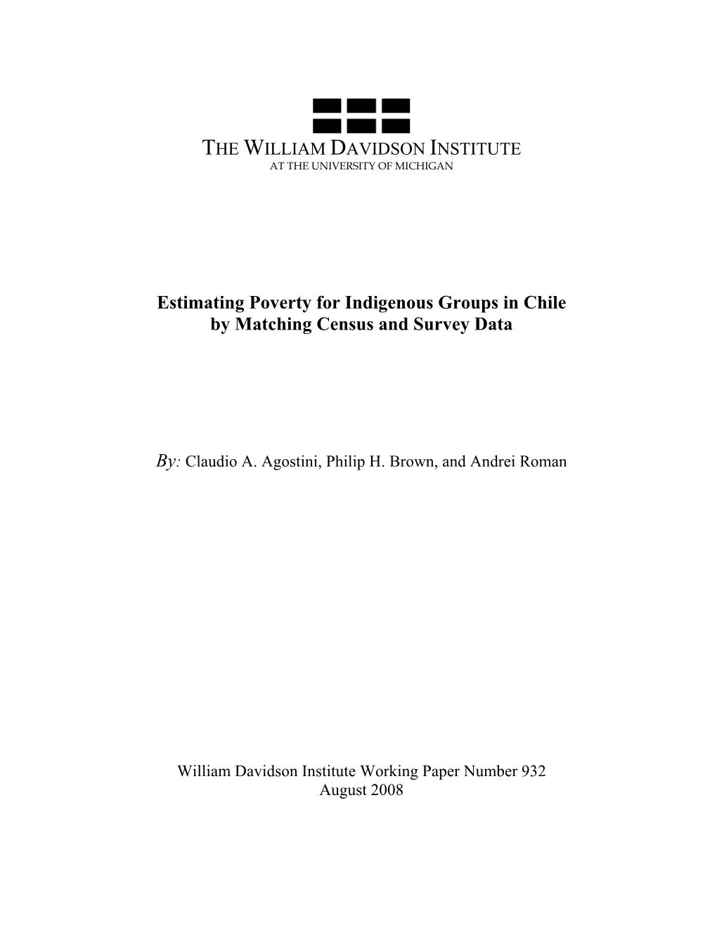 Estimating Poverty for Indigenous Groups in Chile by Matching Census and Survey Data