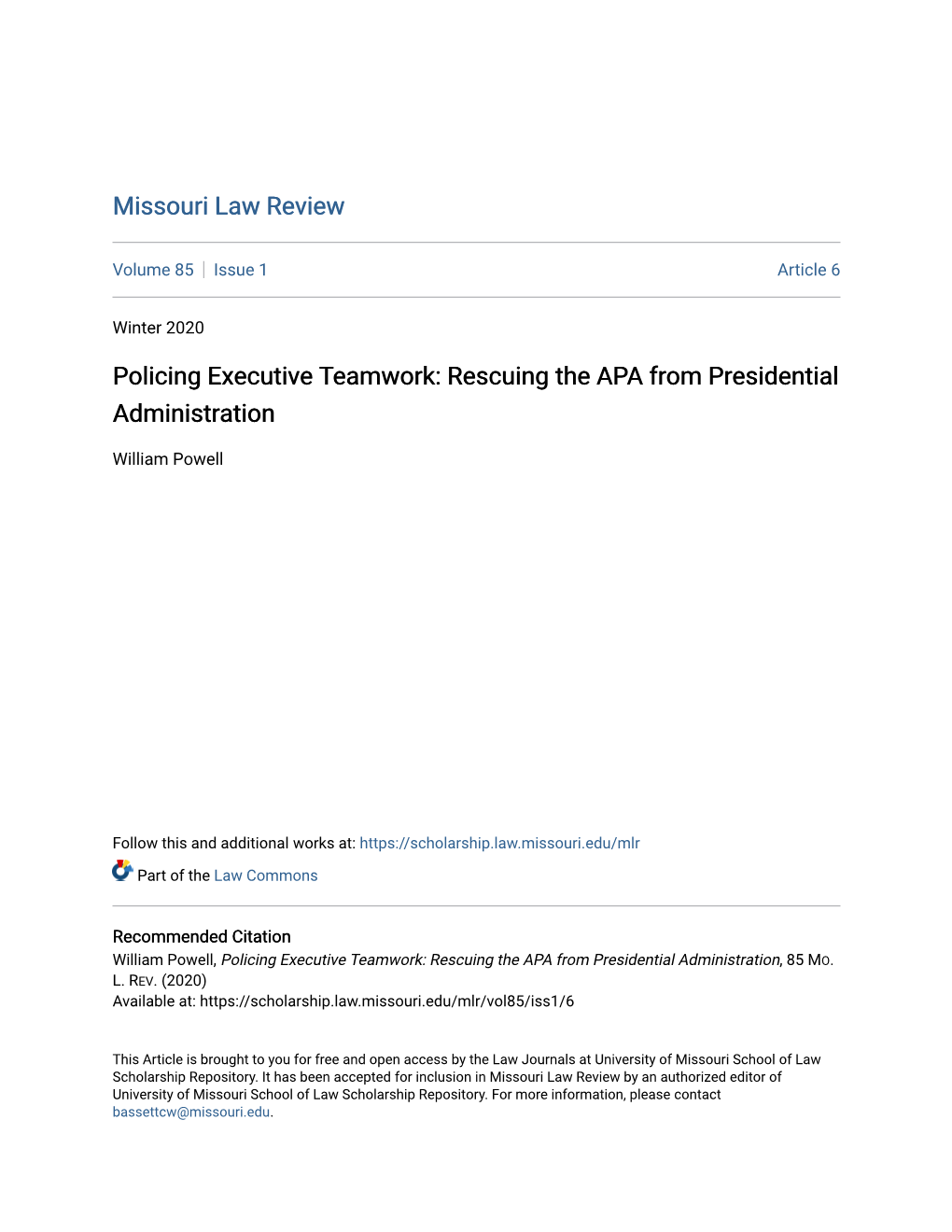 Policing Executive Teamwork: Rescuing the APA from Presidential Administration