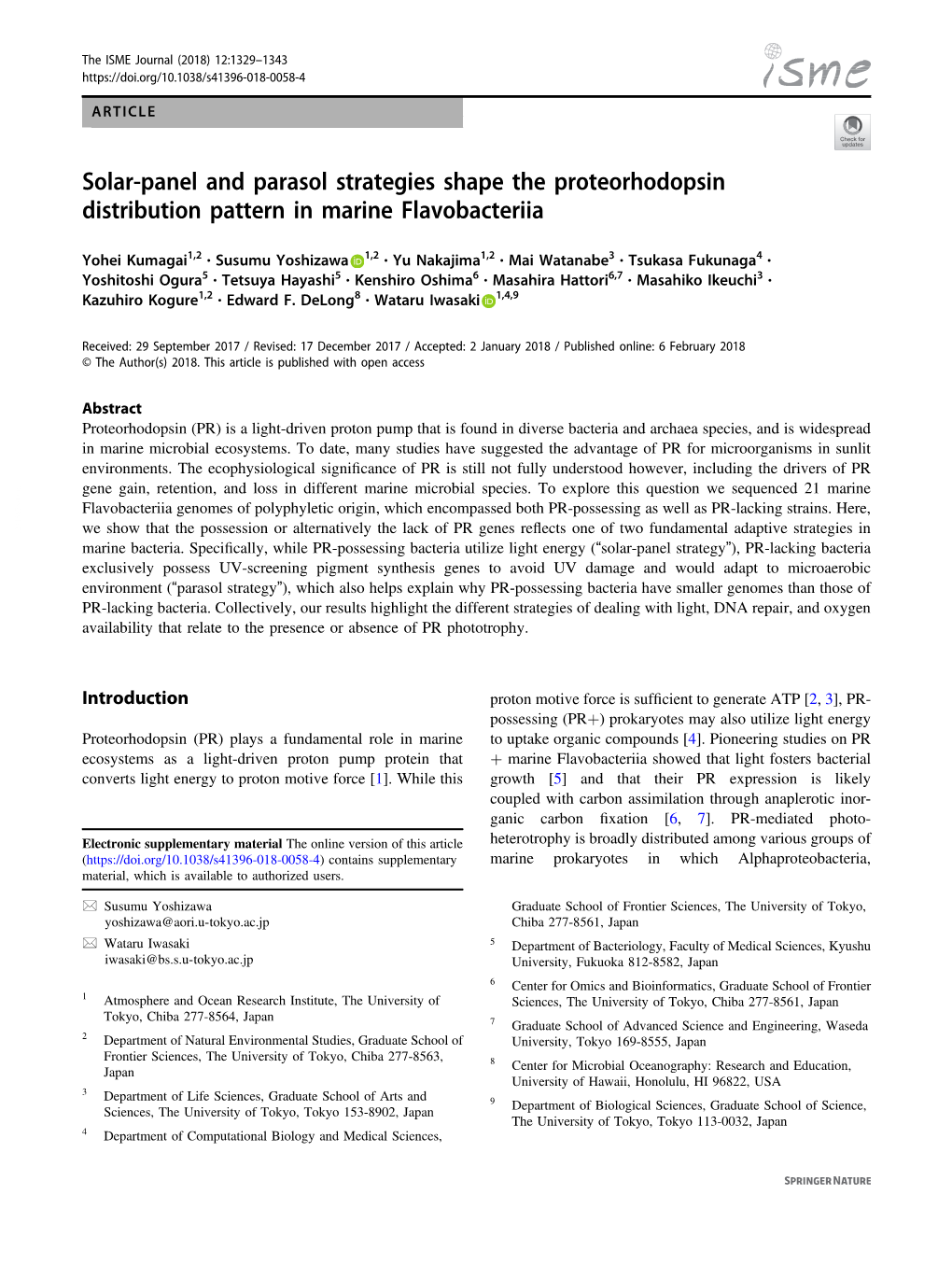 Solar-Panel and Parasol Strategies Shape the Proteorhodopsin Distribution Pattern in Marine Flavobacteriia