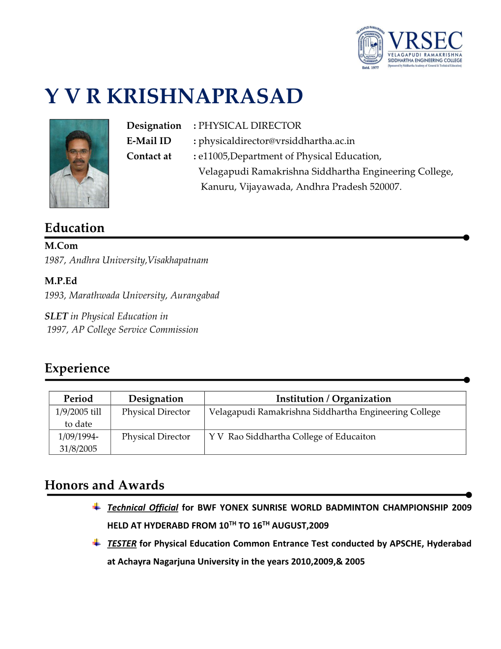 Y V R Krishnaprasad