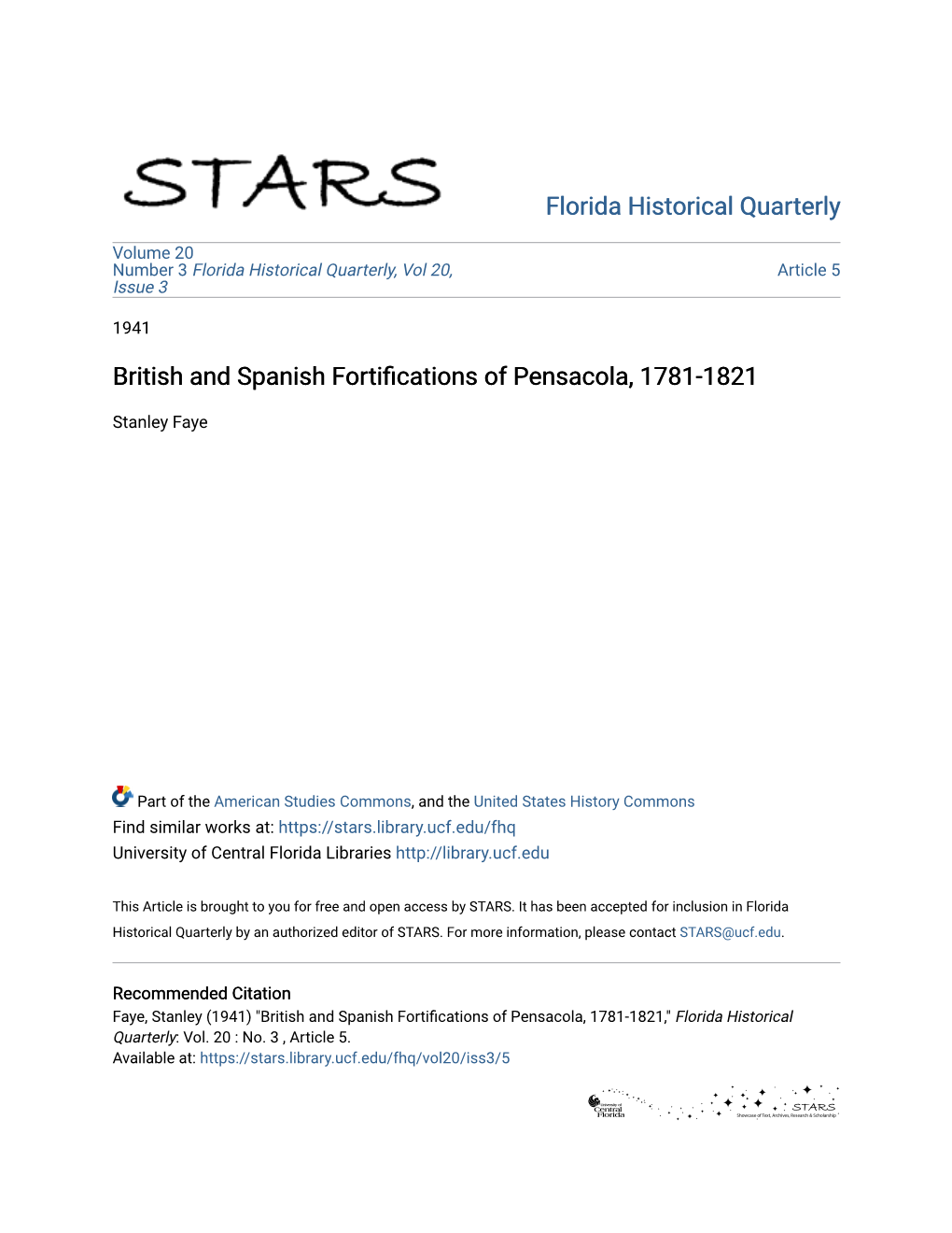 British and Spanish Fortifications of Pensacola, 1781-1821,