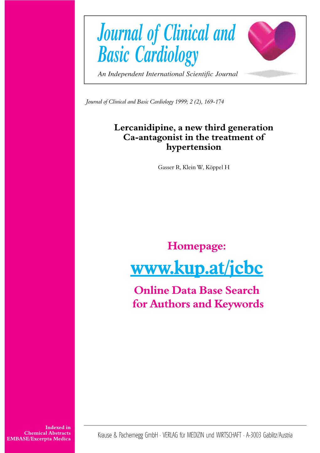 Lercanidipine, a New Third Generation Ca-Antagonist in the Treatment of Hypertension