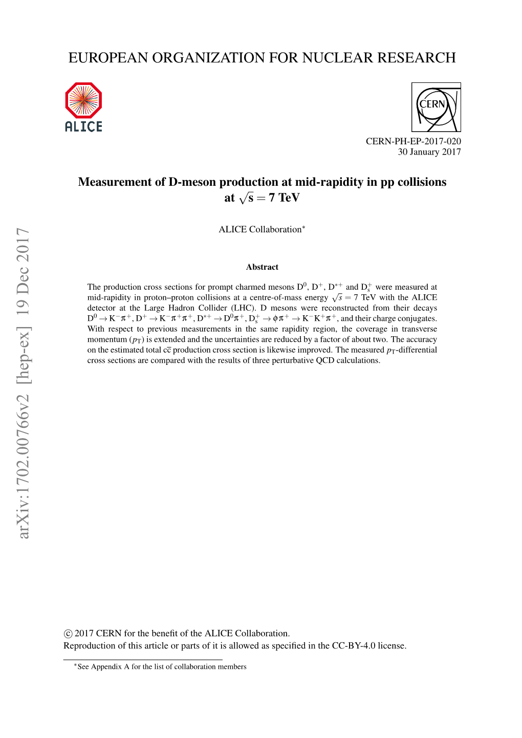 Arxiv:1702.00766V2 [Hep-Ex] 19 Dec 2017