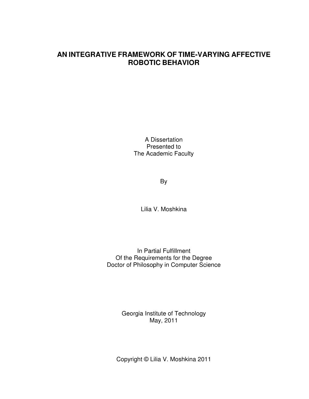 An Integrative Framework of Time-Varying Affective Robotic Behavior