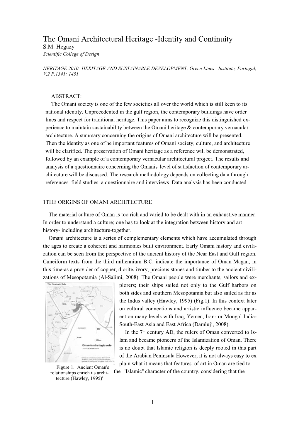 The Omani Architectural Heritage -Identity and Continuity S.M