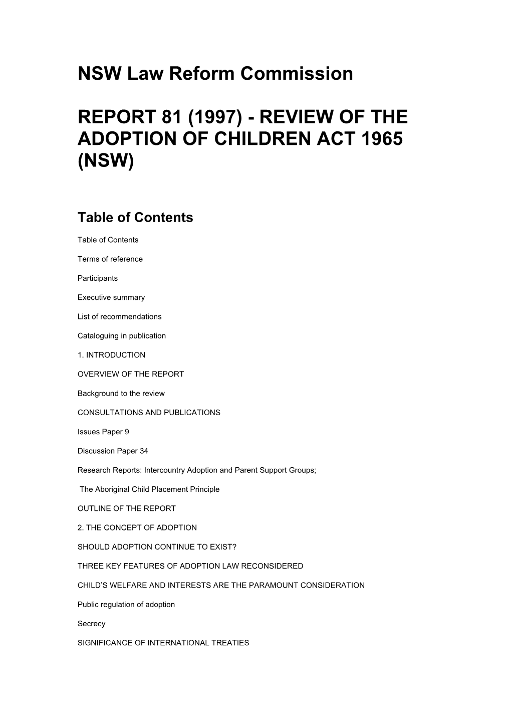 Review of the Adoption of Children Act 1965