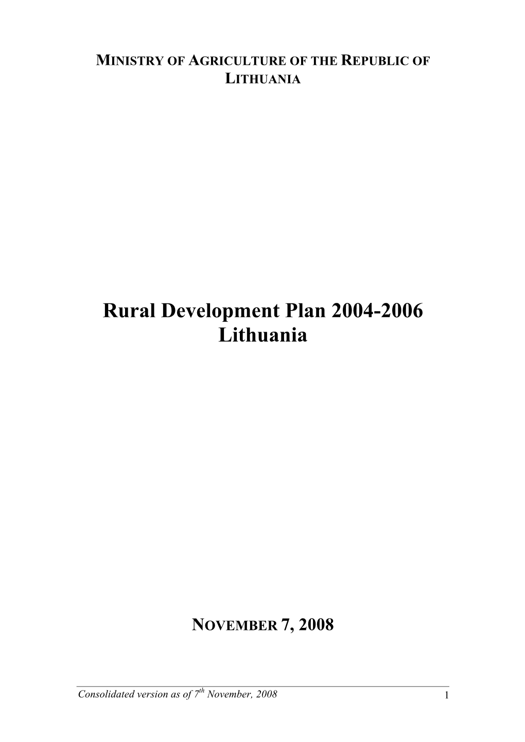 Rural Development Plan 2004-2006 Lithuania