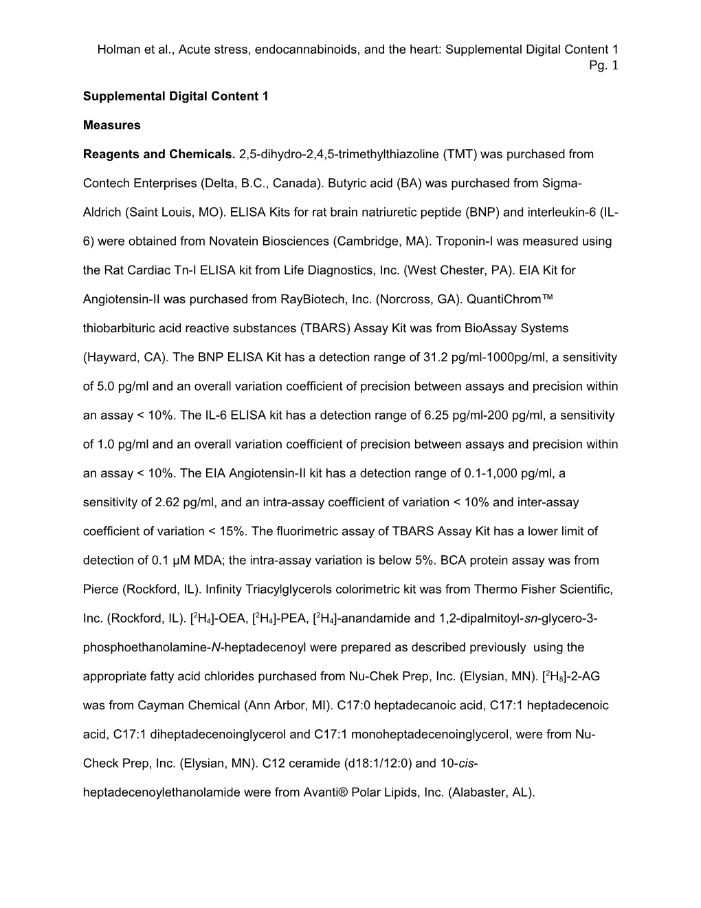 Holman Et Al., Acute Stress, Endocannabinoids, and the Heart: Supplemental Digital Content 1