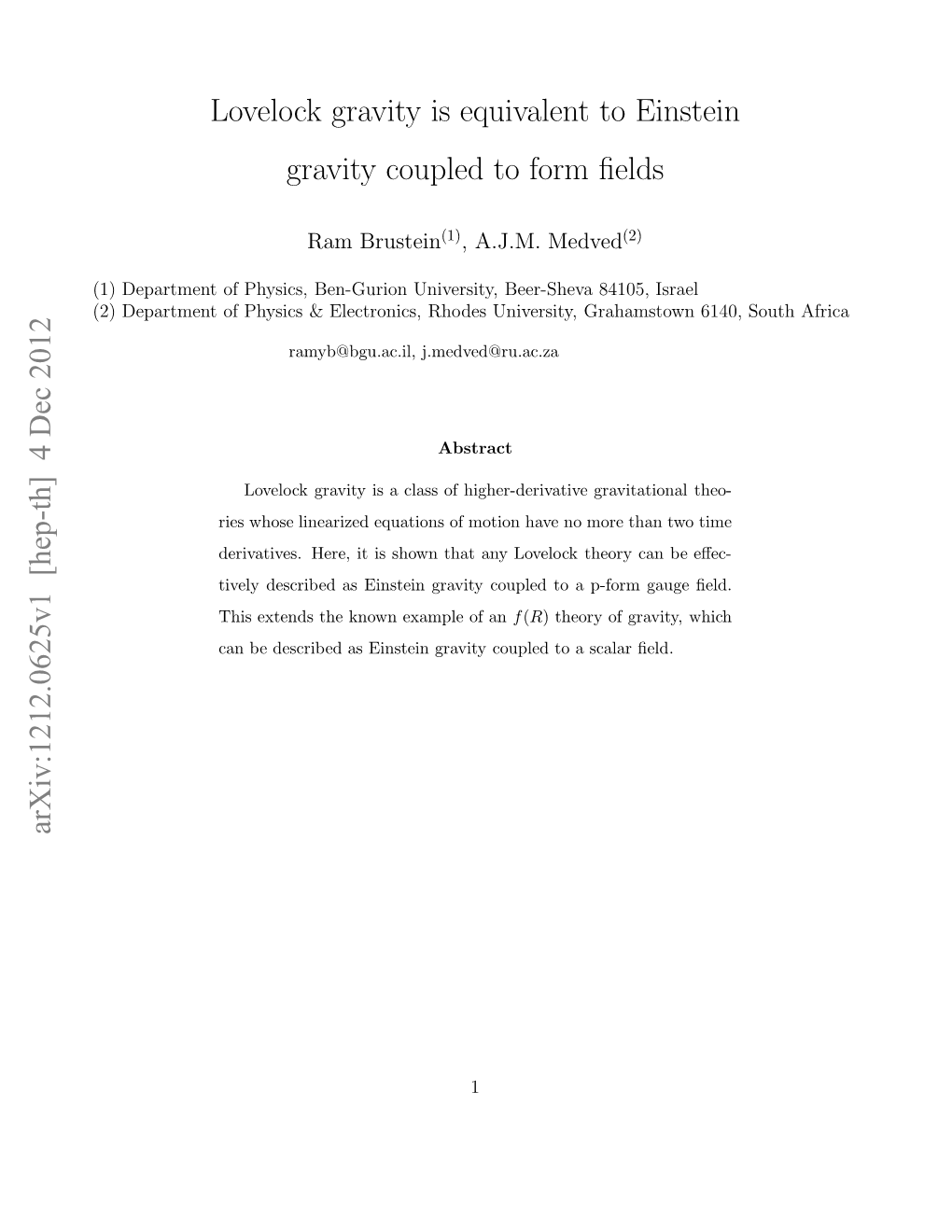 Lovelock Gravity Is Equivalent to Einstein Gravity Coupled to Form Fields