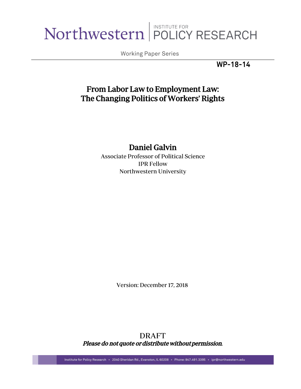 WP-18-14 from Labor Law to Employment Law: the Changing