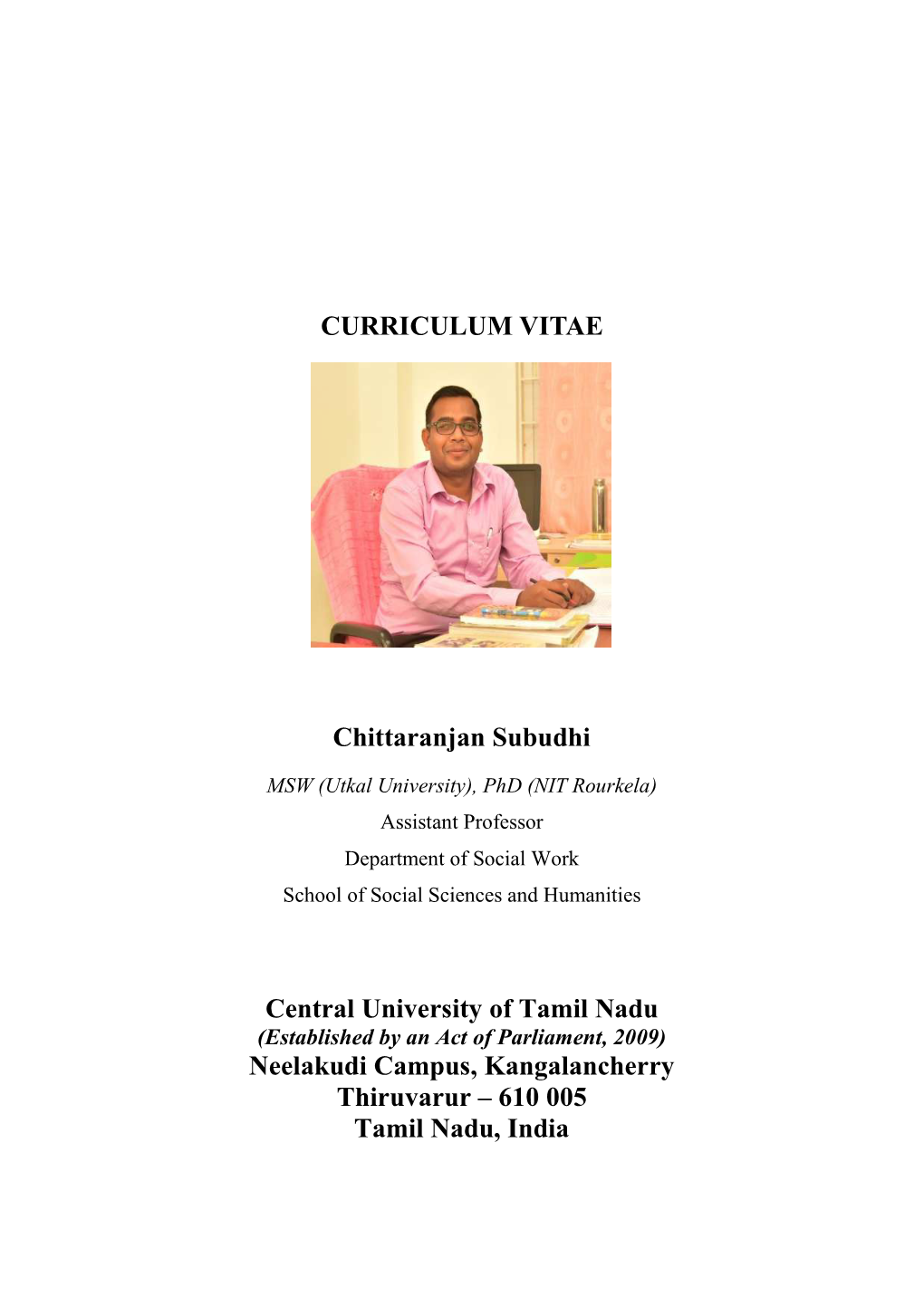 CURRICULUM VITAE Chittaranjan